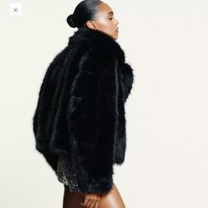 Zara Black Faux Fur Jacket xs